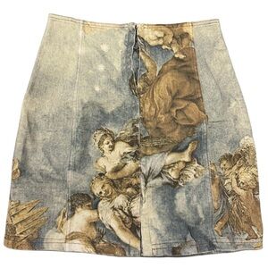 Vintage Roberto Cavalli Angel Print Mini Skirt
